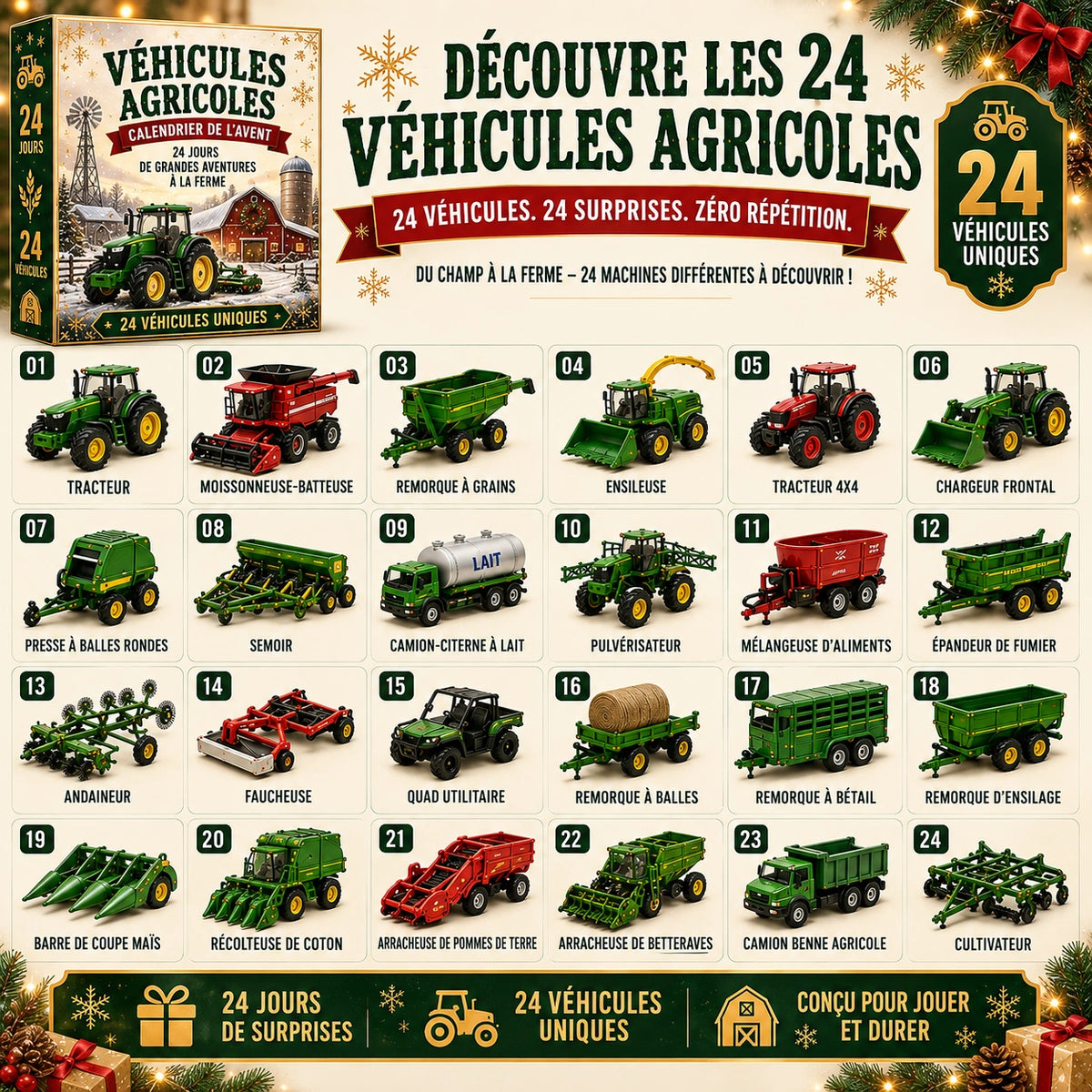 Calendrier de l'Avent de 24 véhicules miniatures