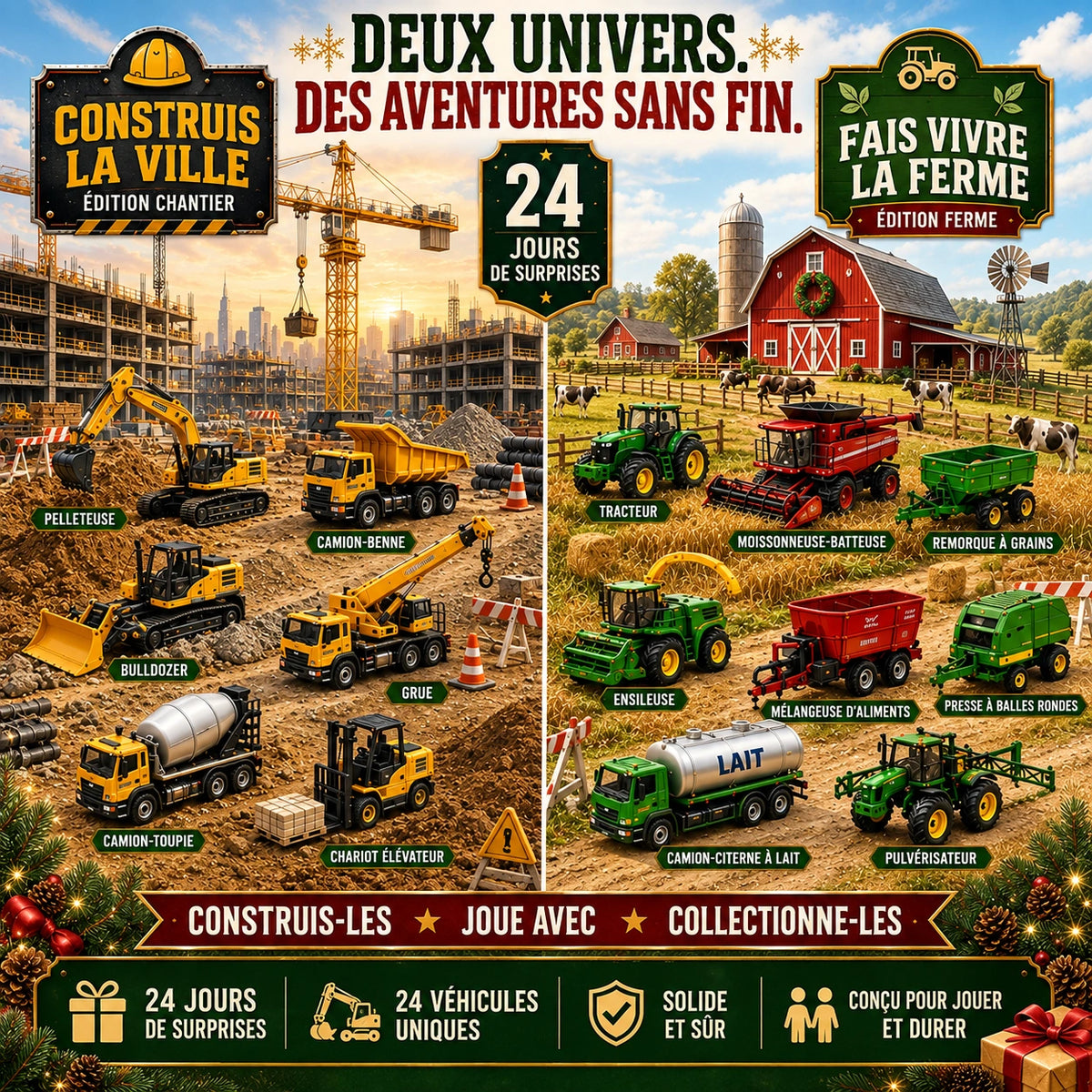 Calendrier de l'Avent de 24 véhicules miniatures